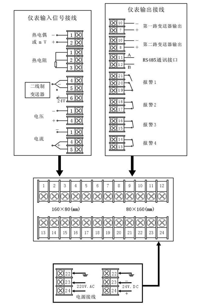 智能光柱显示调节仪接线指南